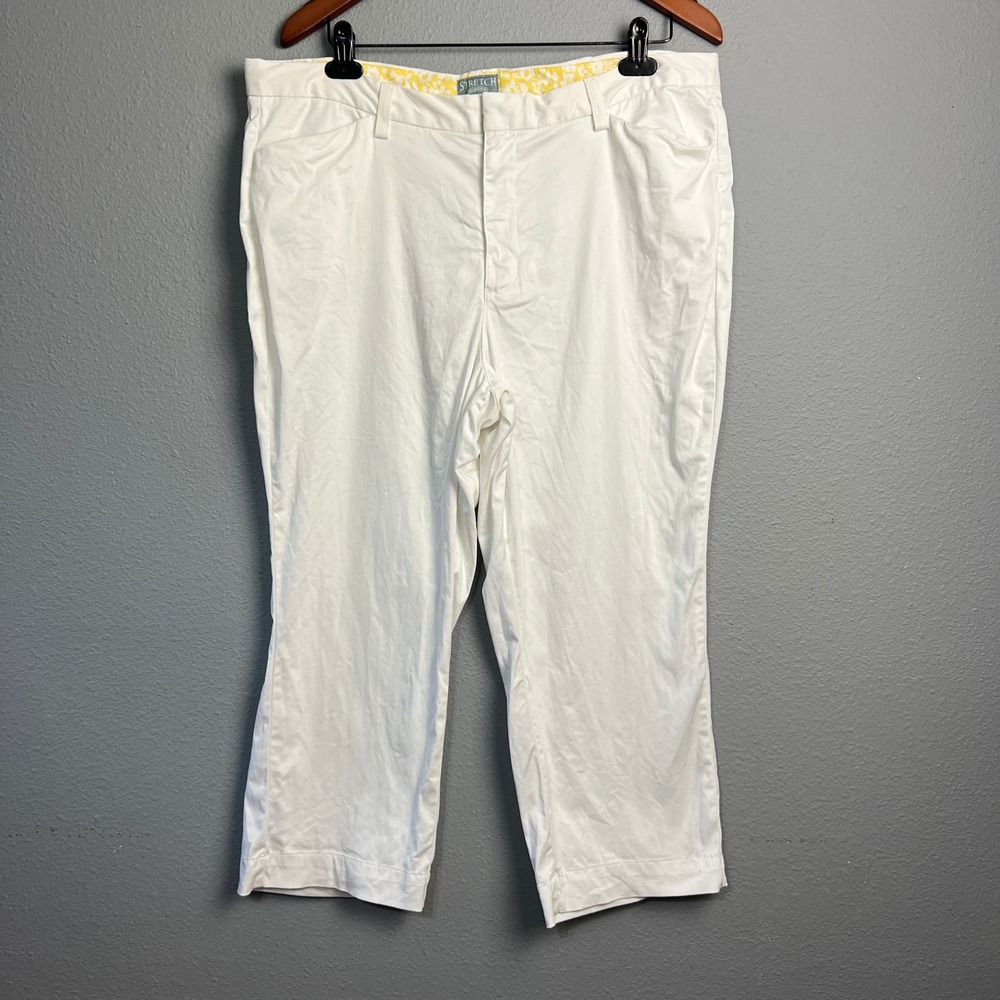 Stretch Riders White Cropped Pants Women's 18M Floral‎ Lined Casual Trousers
